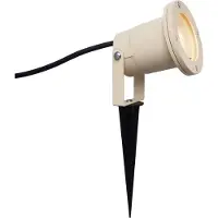 QAZQA - Modern Erdspieß I Stableuchtestrahler Beige GU10 50mm Verstellbar IP65 Inkl. Kabel und Stecker - Basic I Außenbeleuchtung - Metall Rund - LED geeignet GU10