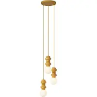 QAZQA - Retro Retro-Pendelleuchte I Pendellampe I Hängelampe I Pendellampe I Pendelleuchte I Lampe I Leuchte Senfgelb mit mattiertem Glas 3-flammig - Fedde I Wohnzimmer I Schlafzimmer - Stahl Länglich