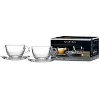 Ritzenhoff & Breker Tasse "Cappuccino-Set Barista 220 ml 2er Set transparent", bunt (transparent), B:14,5cm H:10cm, Glas, Trinkgefäße, Tasse, Spülmaschinenfest