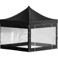 Sans marque Partyzelt 3x3m – Mit Seitenwänden – Faltzelt – Schwarz – Pavillon – Aufbaubar – PVC Zelt – Gartenzelt