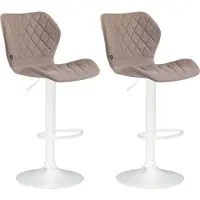 CLP 2er Set Barhocker Cork Stoff drehbar mit Höhenverstellung | Farbe taupe Gestell Farbe weiß