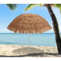 Zeitzone Sonnenschirm Strand Hawaii Fransen Erdspieß Knickbar Tragetasche Braun-Beige