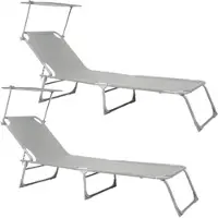 BIXENTE klappbare Gartenliege mit Sonnenschutz 188 cm 2er-Set grau | Größe Größe:Einheitsgröße