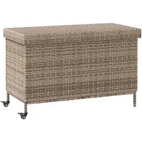 vidaXL Gartentruhe mit Rollen Grau 110x55x73 cm Poly Rattan
