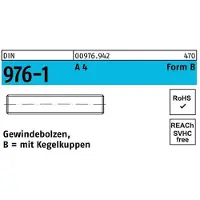 Industrial Quality Supplies Gewindebolzen DIN 976 Kegelkuppen BM 8x 30 A 4 100 Stück