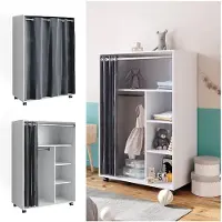 Vicco Kleiderschrank Doros Weiß 100 x 146.6 cm offen, mit Rollen, Model 40636