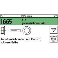 Industrial Quality Supplies Sechskantschraube EN 1665 m.Flansch M 16 x 35 8.8 galvanisch verzinkt