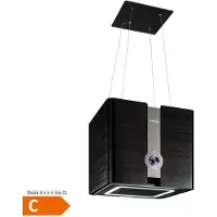 Klarstein Futurelight Smart Dunstabzugshaube freihängend - Abzugshaube Umluft mit 420m³/h Abluftleistung, Inselhaube Umluft mit LED-Beleuchtung, Edelstahl, schwarz