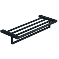 Kludi -VELA C Handtuchablage mit Badetuchhalter mattschwarz - Wandmontage mit Schrauben und Dübel
