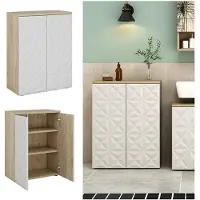 Vicco Midischrank Edge Weiß 60 x 79.5 cm mit 2 Türen und 3 Fächer, Model 40313