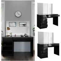 Vicco Schminktisch Sherry Schwarz/Gold 120 cm mit Spiegel, Model 47715