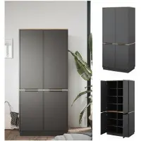 Vicco Kleiderschrank Betti Anthrazit/Sonoma 82 x 179 cm mit 4 Türen, Model 40610