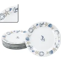 MamboCat Neptun 6er Set Kuchenteller Porzellan 6 Pers Dessert-Teller maritim Anker