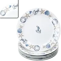 MamboCat Neptun 6er Set Speiseteller Ø27cm Porzellan Platte groß Essteller maritim Anker