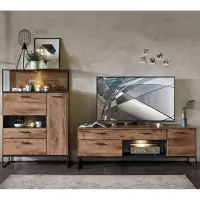 Wohn-Concept Manhattan TV-/Wohnwand Holzwerkstoff/Metall Haveleiche Cognac/Graphit