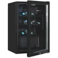 Exquisit Glastürkühlschrank GKS120-GT-160C Schwarz 118 l, Umluft, 3 Ablagen, Türschloss, freistehend