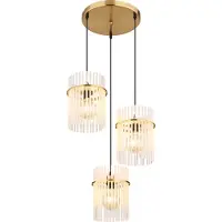 Globo Hängeleuchte Metall goldfarben matt, 3x E27