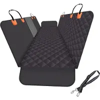 OEM Hundebackenstauerset für Autos, SUVs und Lkw mit Gitterfenster, Anti-Krall, Anti-Slip und wasserdichtem Material, verbesserte Version mit Hundeleine (schwarz/orange)
