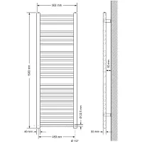 LuxeBath Elektrischer Badheizkörper mit Heizstab 1200W 500x1500 mm Weiß gerade mit Seitenanschluss