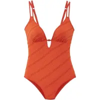 s.Oliver Badeanzug "Naila", Damen, Gr. 34, Cup A/B, orange, Microfaser, Polyamid, Strukturmuster, Badeanzüge Badeanzug, mit Struktur, Topseller