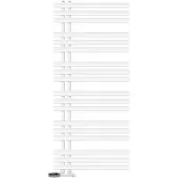 LuxeBath Badheizkörper Iron, 600x1400 mm, Weiß, seitlicher Anschluss mit Anschlussset und Thermostat, Eck-Wandheizkörper für das Badezimmer, ohne Heizpatrone