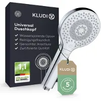 OEM Universelle Duschkopf mit Wasserbesparung, 3 Strahlarten (Körper, Haar, Haut), leicht zu reinigender Duschkopf Ø 11,7 cm, Chrom.
