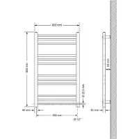 LuxeBath Elektrischer Badheizkörper mit Heizstab 300W 600x800 mm Anthrazit gerade mit Seitenanschluss