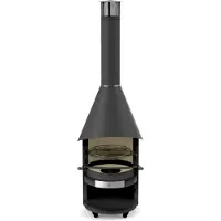 ASADO Gartenkamin Fuego 70 cm Stahl anthrazit inkl. Aschekasten, Grillrost, Ablage
