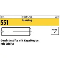 Hörger & Geßler Gewindestift DIN 551 m.Kegelkuppe/Schlitz M 6 x 20 Messing