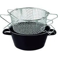 Riess Pommes-Frites Pfanne mit Einsatz Ø20cm Schwarz Emaille