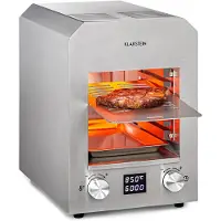 Klarstein Hannibal - Hochtemperaturgrill, Indoor-Grillgerät, Leistung: 2.200 W, Temperatur: 200- 850 °C, Infrarot-Heizelement, CharForce System, Grillfläche: 18,5 x 30 cm, LED-Display, Timer, silber