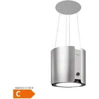 Klarstein Skyfall Dunstabzugshaube - freihängede Abzugshaube, Dunstabzugshaube Umluft/Abluft, Gestensteuerung, 45 x 42 cm (ØxB), 402 m³/h, 200 W, 3 Stufen, LED-Beleuchtung, Edelstahl