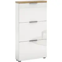 Xora Schuhschrank IDEA, Hochglanzfront, Abdeckplatte in Eiche Nachbildung, 65x123x19 cm
