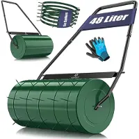 Kesser Rasenwalze Metall mit Handschuhen Handwalze Rasenroller Gartenwalze Ackerwalze Walze befüllbar mit Wasser oder Sand
