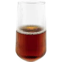 Mulex 2-Teilig Glas Set Stripe Riffel Longdrink-Glas, Glas, Hitzebeständig 500ml