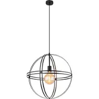 Globo Lighting Hängeleuchte Metall schwarz matt, Metall schwarz matt, Kabel PVC schwarz, Höhenverstellbar, Schirm ist zerlegt, ø: 500mm, H: 1200mm, exkl. 1x E27 60W 230V