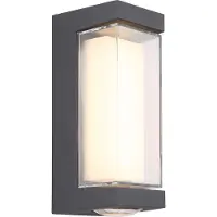 Globo Lighting Außenleuchte Aluminium anthrazit matt, Acryl transparent, Kunststoff opal, IP54, BxH: 75x187mm, AL: 82mm, inkl. LED 12W 230V, 1350lm Source, 1093lm Output, 3000K
