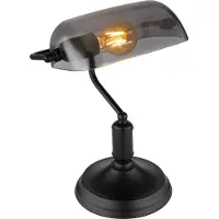 Globo Schwarze Schreibtischlampe Antique mit Rauchglas