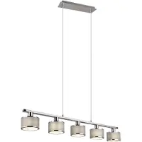 TRIO Balkenpendelleuchte 5-flammig Chrom Grau