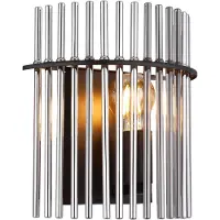 Globo Lighting Wandleuchte Metall schwarz matt, Glasstäbe rauchfarben, BxH: 250x260mm, AL: 125mm, exkl. 1x E27 60W 230V