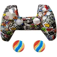 König Design 2 x Schutzhülle für Playstation 5 DualSense Controller Skin Silikon Schutz Motiv