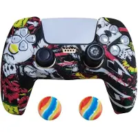 König Design 2 x Schutzhülle für Playstation 5 DualSense Controller Skin Silikon Schutz Motiv