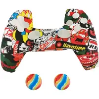 König Design 2 x Schutzhülle für Playstation 5 DualSense Controller Skin Silikon Schutz Motiv