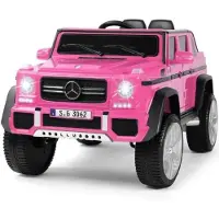 Es-toys Kinder Elektroauto Mercedes Maybach G650S“ – Lizenziert –2 Motoren - 2,4Ghz Fernsteuerung, MP3+Ledersitz+EVA - Pink