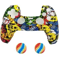 König Design 2 x Schutzhülle für Playstation 5 DualSense Controller Skin Silikon Schutz Motiv