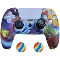 König Design 2 x Schutzhülle für Playstation 5 DualSense Controller Skin Silikon Schutz Motiv