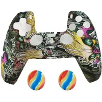 König Design 2 x Schutzhülle für Playstation 5 DualSense Controller Skin Silikon Schutz Motiv