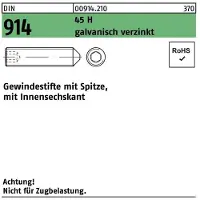 Hörger & Geßler Gewindestift DIN 914 m.Spitze/Innensechskant M 20 x 20 45 H galvanisch verzinkt