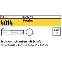 Industrial Quality Supplies Sechskantschraube ISO 4014 m.Schaft M 8 x 60 Messing