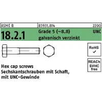 Industrial Quality Supplies ASME B 18.2.1 Sechskantschraube UNC 1/2x3 1/2" Stahl 8.8 galvanisch verzinkt"